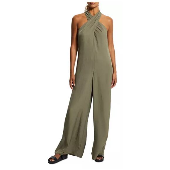 Theory Halter-neck Jumpsuit in Willow Olive Green Size 2 $395 retail - Picture 4 of 11